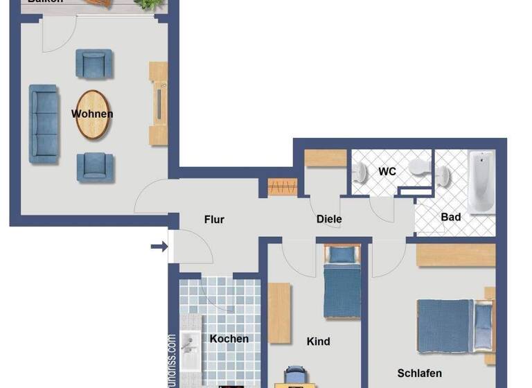 Wohnung zum Kauf provisionsfrei 290.000 € 3 Zimmer 75,9 m² EG Nieder Kirchweg 41 Nied Frankfurt am Main 65934