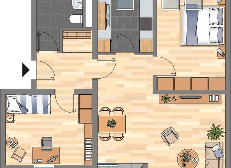 Wohnung zur Miete 570 € 3 Zimmer 70,7 m² 2. Geschoss frei ab 10.04.2026 Brieger Weg 12 Westhagen Wolfsburg 38444