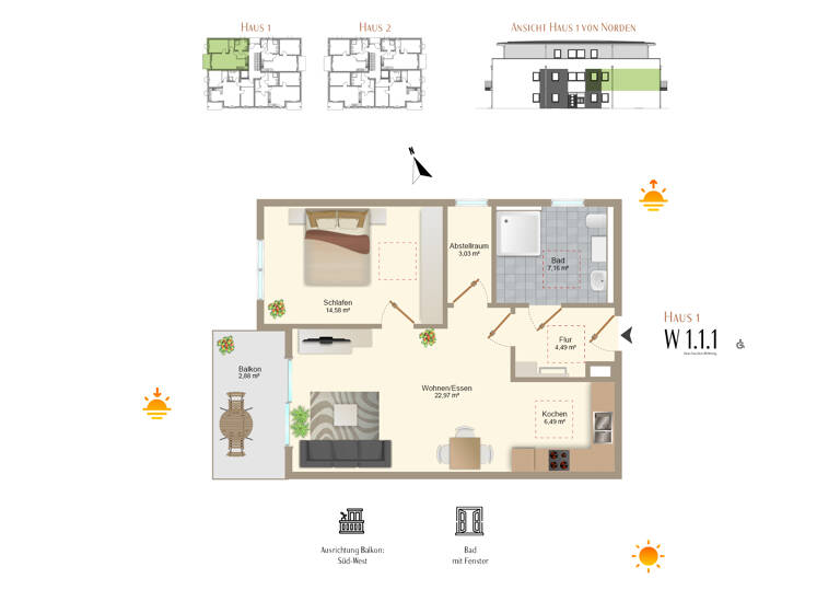 Wohnung zum Kauf provisionsfrei 355.900 € 2 Zimmer 61,6 m² 1. Geschoss Zellerberg Rieden 87668