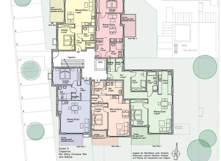 Terrassenwohnung zum Kauf - Erstbezug provisionsfrei 414.700 € 2 Zimmer 62 m² EG Eichenstraße 36 / Ellmosener Wies 14 Bad Aibling 83043