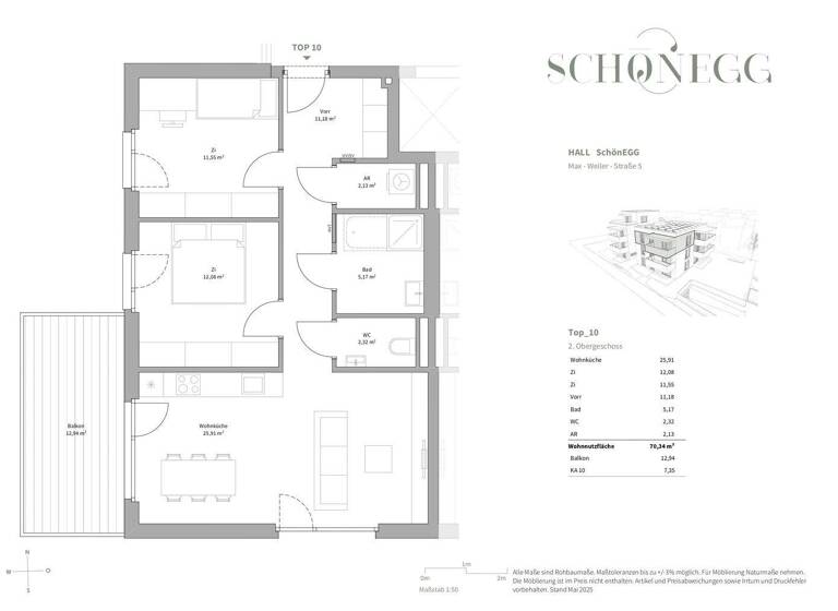 Wohnung zum Kauf - Erstbezug 702.750 € 3 Zimmer 70,3 m² 2. Geschoss Hall in Tirol 6060