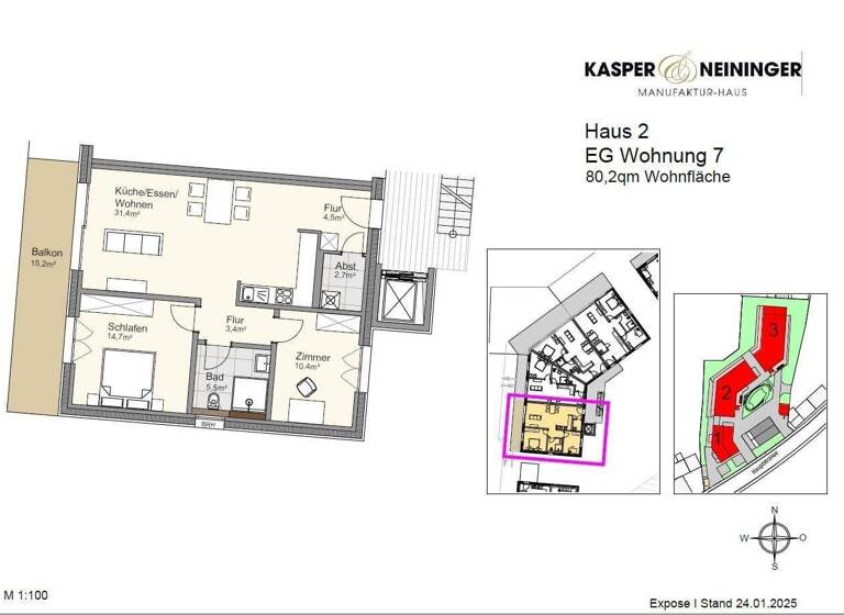 Wohnung zum Kauf provisionsfrei 426.500 € 3 Zimmer 80,2 m² Hauptstraße 82-84 Lauf 77886