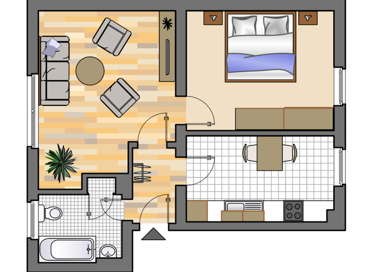 Wohnung zur Miete 389 € 2 Zimmer 46,3 m² EG frei ab 27.03.2026 Husemannstraße 27 Stadtmitte Herten 45699
