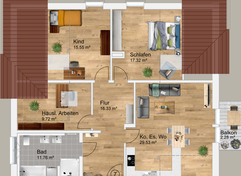 Wohnung zur Miete - Erstbezug 1.890 € 4 Zimmer 99,4 m² 1. Geschoss frei ab 01.06.2026 Gutsstraße 5 Pentenried Krailling 82349