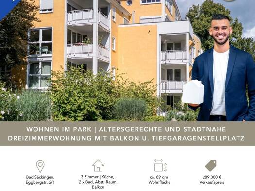 Wohnung zum Kauf 289.000 € 3 Zimmer 88,7 m² 1. Geschoss Eggbergstraße Bad Säckingen Bad Säckingen 79713