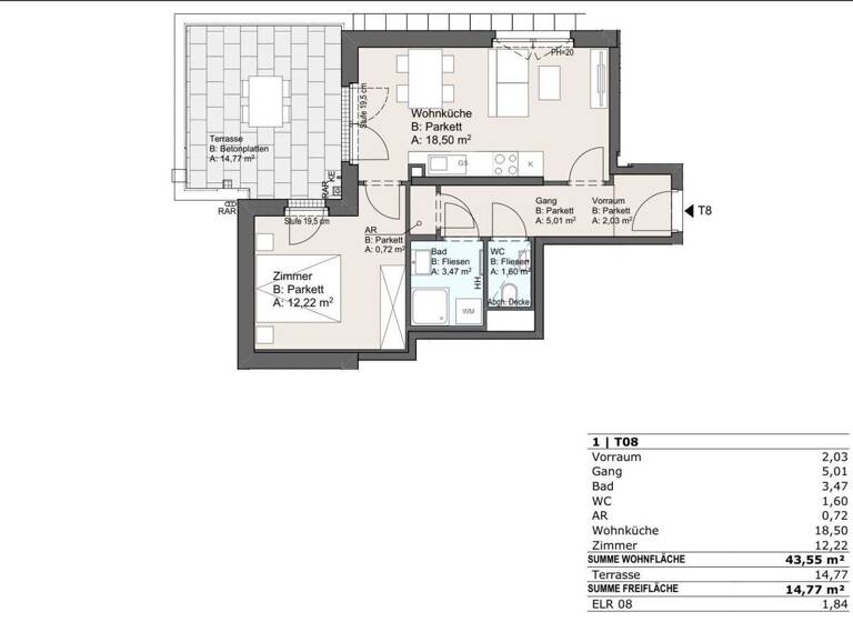Wohnung zum Kauf - Erstbezug 292.040 € 2 Zimmer 43,6 m² Wien 1220
