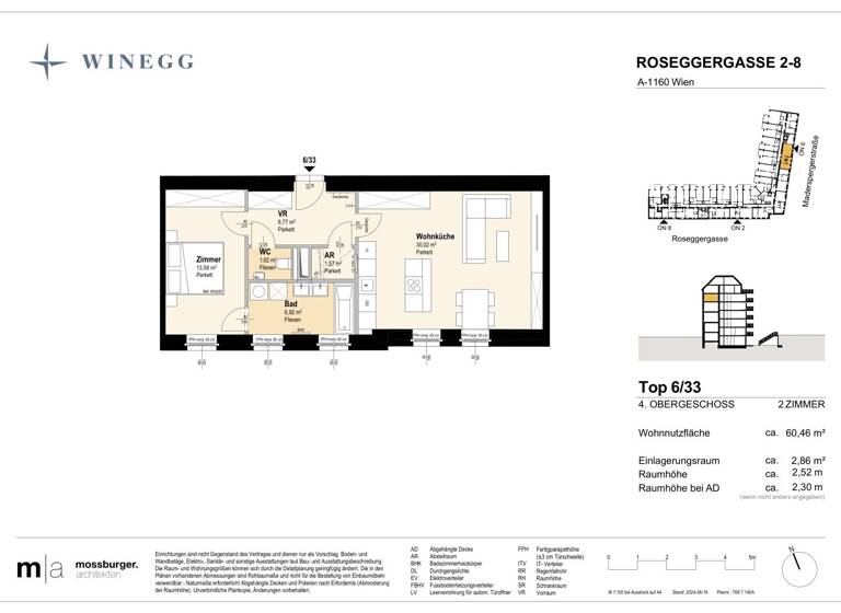 Wohnung zum Kauf - Erstbezug 369.800 € 2 Zimmer 60,5 m² 4. Geschoss Roseggergasse 2-8 Wien 1160