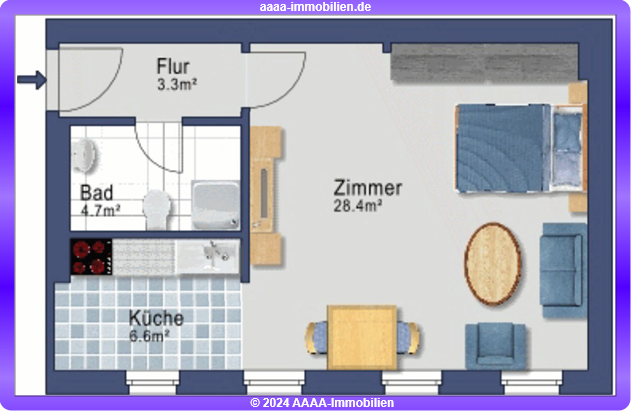 Wohnung zum Kauf 199.900 € 1 Zimmer 43 m²<br/>Wohnfläche 3.<br/>Geschoss Gesundbrunnen Berlin 13357