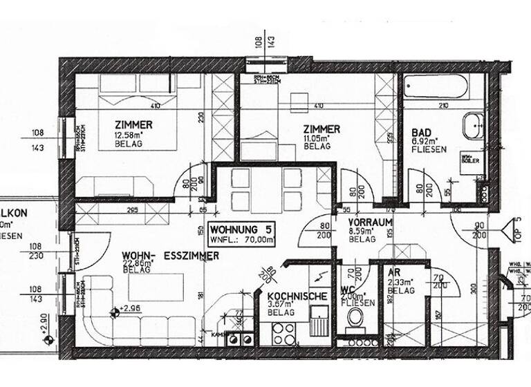 Wohnung zur Miete 715 € 70 m² Windhagerstraße 6/5 Schweiggers 3931