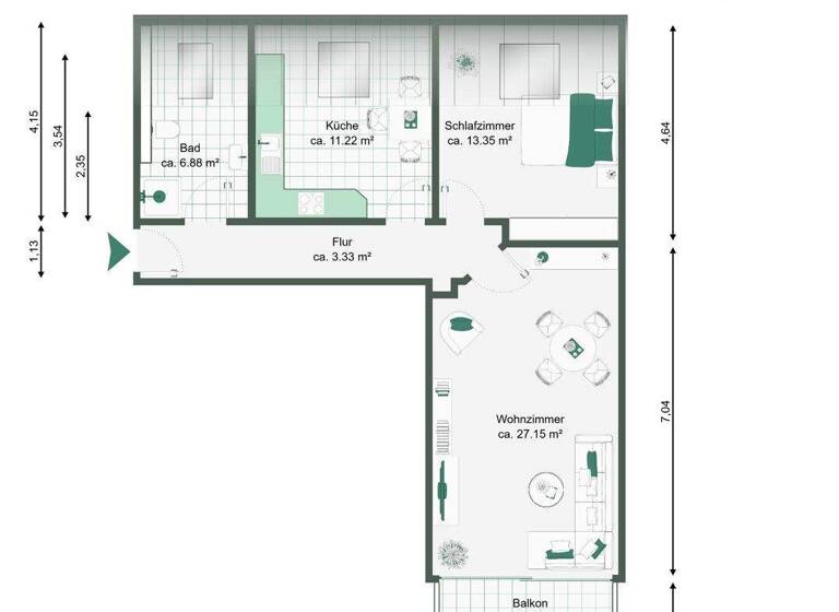Wohnung zum Kauf 135.000 € 2 Zimmer 65,4 m² Lemsdorf Magdeburg / Lemsdorf 39118