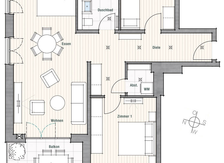 Wohnung zum Kauf provisionsfrei 727.000 € 3 Zimmer 92 m²<br/>Wohnfläche 1.<br/>Geschoss Zähringen Freiburg im Breisgau 79108