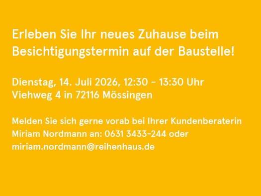 Reihenendhaus zum Kauf - Erstbezug provisionsfrei 429.990 € 5 Zimmer 145 m² 261,7 m² Grundstück Viehweg 4 Belsen Mössingen 72116
