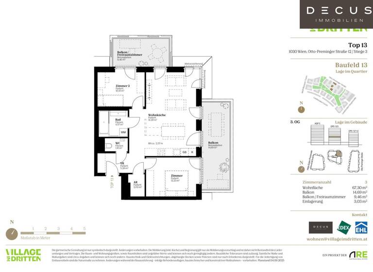 Wohnung zum Kauf - Erstbezug 587.000 € 3 Zimmer 67,3 m² 3. Geschoss Wien 1030
