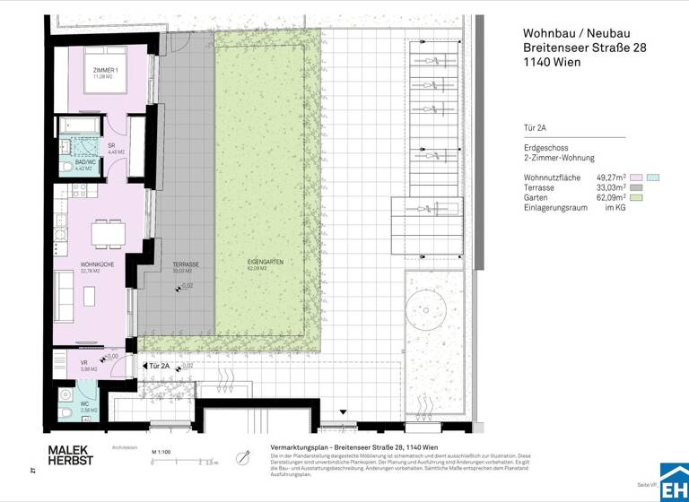 Wohnung zur Miete - Erstbezug 852 € 2 Zimmer 49,3 m² EG frei ab 01.08.2026 Breitenseer Straße Wien 1140