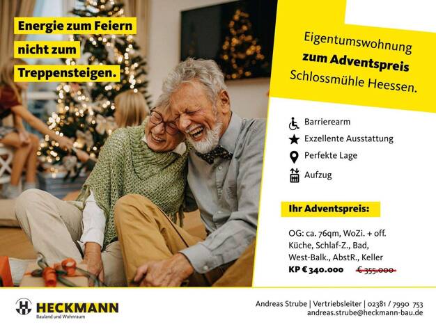 Wohnung zum Kauf - Neubau provisionsfrei 340.000 € 2 Zimmer 76,3 m² 1. Geschoss An der Schlossmühle 12 Heessen Hamm-Heessen 59073