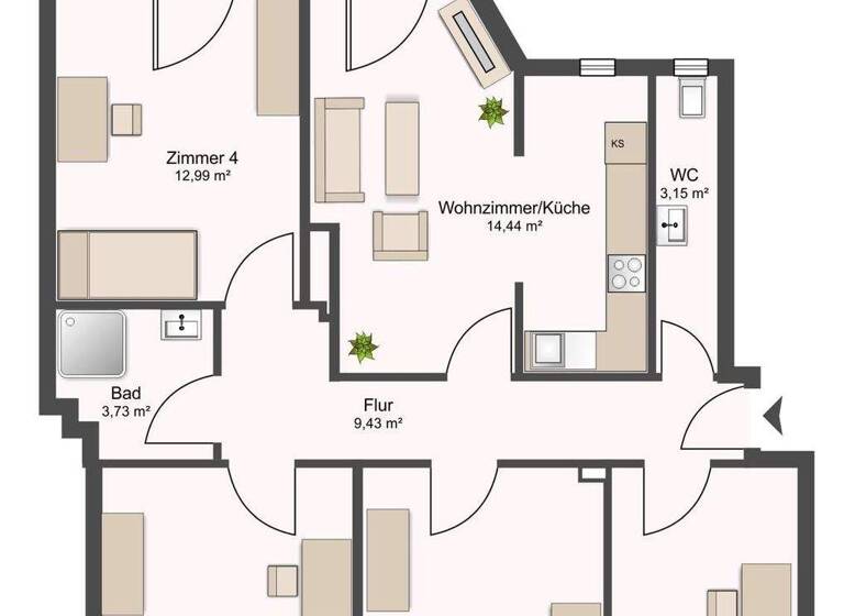 Wohnung zum Kauf provisionsfrei 444.000 € 4 Zimmer 116 m² Ziegelstein Nürnberg 90409