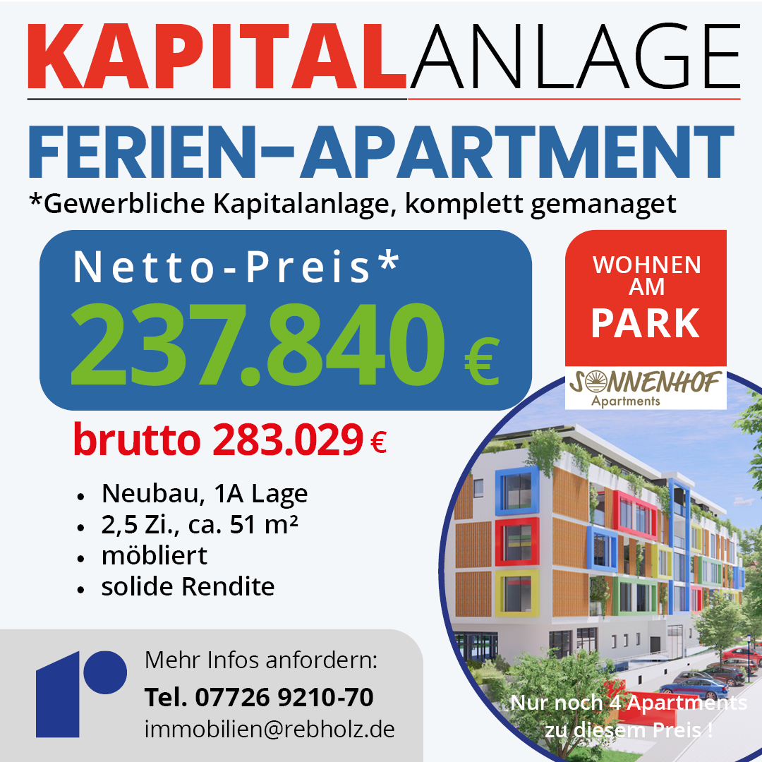 Wohn- und Geschäftshaus zum Kauf provisionsfrei als Kapitalanlage geeignet 283.029 € 2 Zimmer 51 m²<br/>Fläche Bad Dürrheim Bad Dürrheim 78073