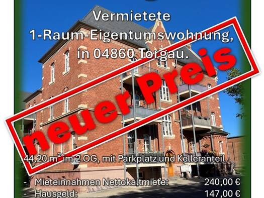 Wohnung zum Kauf 45.000 € 1 Zimmer 44,2 m² Torgau Torgau 04860