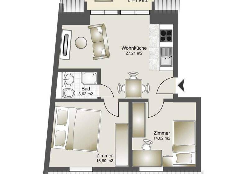Penthouse zum Kauf - Erstbezug 3 Zimmer 67,9 m² 5. Geschoss Mülheim Köln 51063
