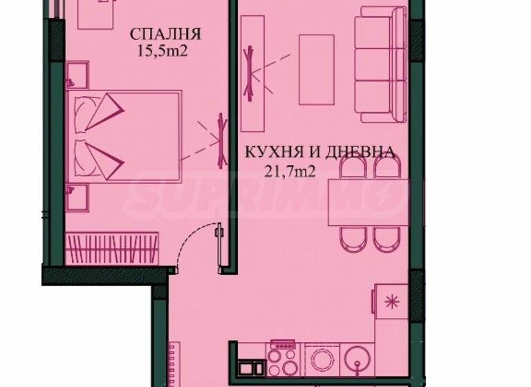Studio zum Kauf 195.000 € 2 Zimmer 73,6 m² Sofia