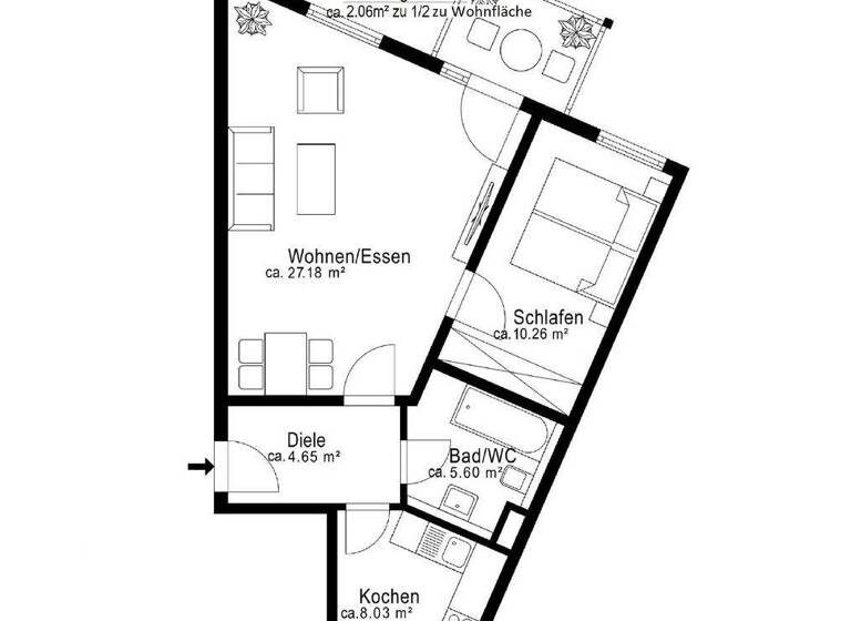 Wohnung zum Kauf 334.000 € 2 Zimmer 59 m² Lerchenfeld Freising 85356