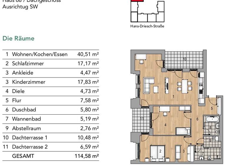 Wohnung zur Miete 1.690 € 3 Zimmer 114,6 m²<br/>Wohnfläche 4.<br/>Geschoss ab sofort<br/>Verfügbarkeit Hans-Driesch-Straße 68 Leutzsch Leipzig 04179