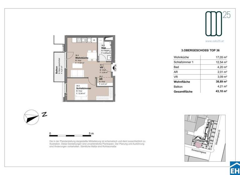Wohnung zur Miete - Erstbezug 762 € 2 Zimmer 38,9 m² 3. Geschoss frei ab 01.07.2026 Odoakergasse 25 Wien 1160