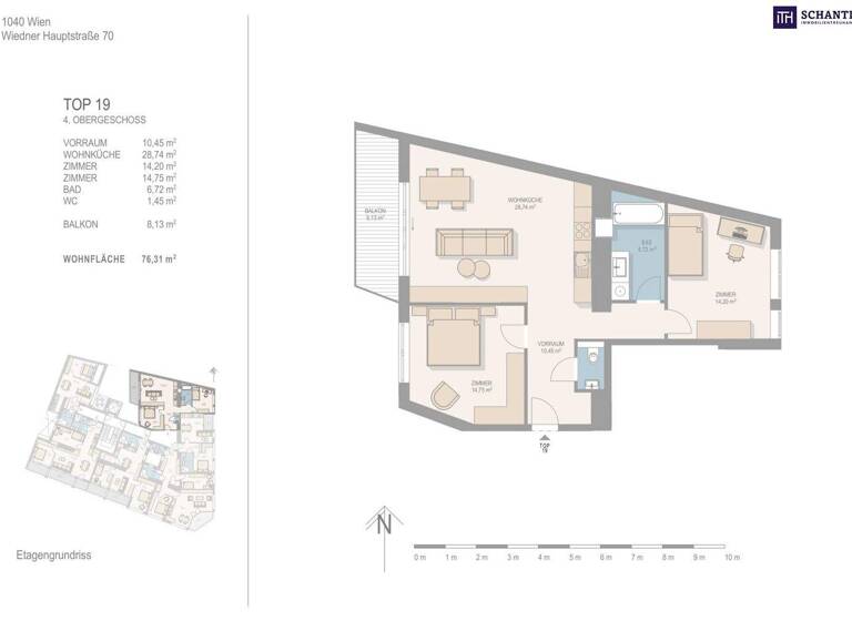 Wohnung zum Kauf - Erstbezug 849.000 € 3 Zimmer 76,3 m² 4. Geschoss Wiedner Hauptstraße Wien,Wieden 1040