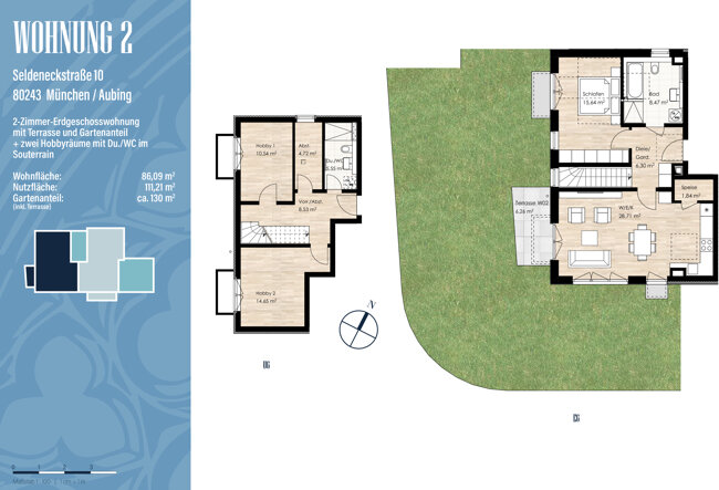 Wohnung zum Kauf provisionsfrei 819.000 € 3 Zimmer 86,1 m²<br/>Wohnfläche Aubing-Süd München 81243