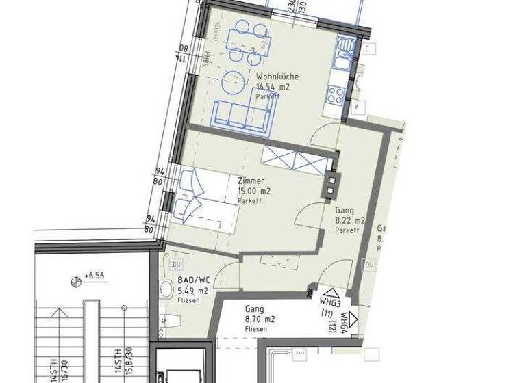 Wohnung zur Miete - Erstbezug 920 € 2 Zimmer 45,3 m² 3. Geschoss Bahnstrasse 36 Bad Vöslau 2540