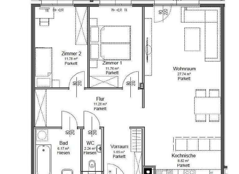 Wohnung zur Miete 1.137 € 3 Zimmer 85,4 m² 1. Geschoss Wien 1210