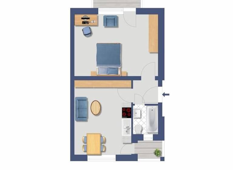 Wohnung zum Kauf provisionsfrei 75.500 € 1 Zimmer 45,9 m²<br/>Wohnfläche EG<br/>Geschoss Uthmannstraße 18 Neudorf-Süd Duisburg 47057