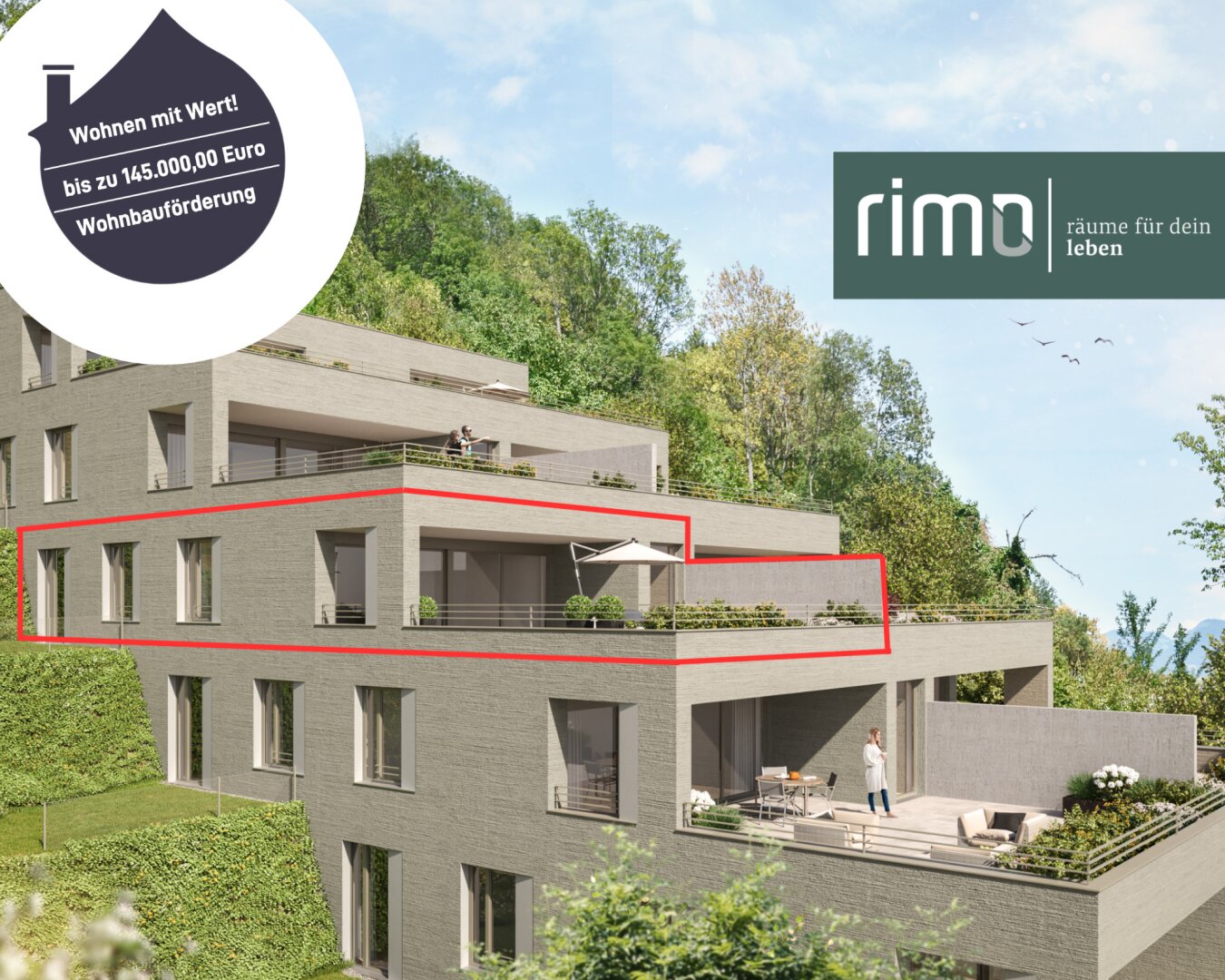 Terrassenwohnung zum Kauf 740.000 € 4 Zimmer 86,5 m²<br/>Wohnfläche 5.<br/>Geschoss 31.03.2026<br/>Verfügbarkeit Mutterstraße 11 Feldkirch 6800