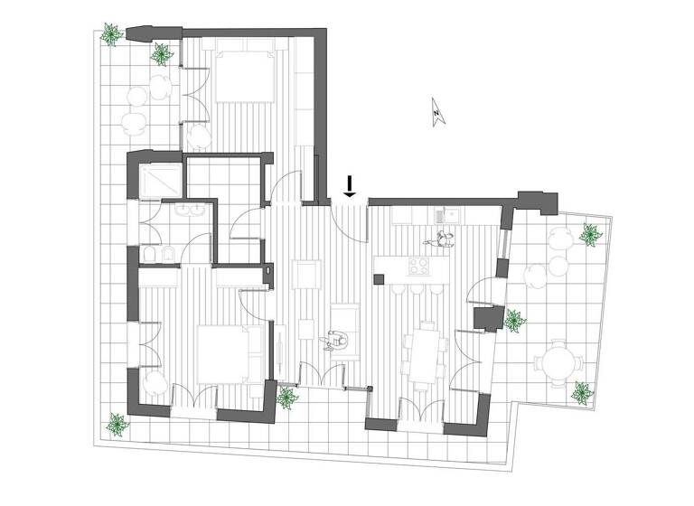 Wohnung zur Miete 2.800 € 3 Zimmer 82,4 m² 5. Geschoss Sparkassenstraße 2 Meran 39012