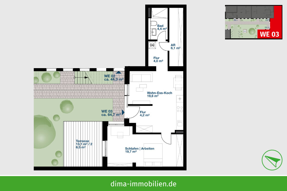 Wohnung zum Kauf 299.000 € 2 Zimmer 64,7 m²<br/>Wohnfläche EG<br/>Geschoss Queckstraße 15 Altlindenau Leipzig 04177