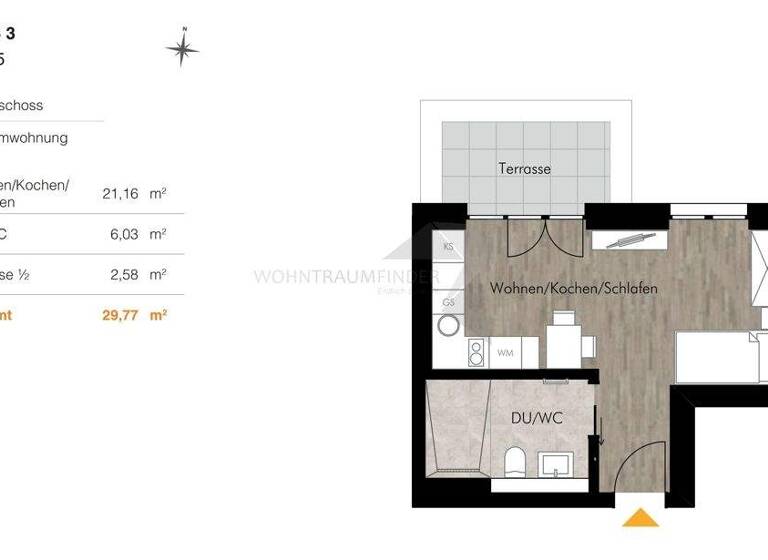 Studio zur Miete - Erstbezug 402 € 1 Zimmer 29,8 m² EG frei ab 01.03.2026 Unritzstraße 38 Rabenstein Chemnitz 09117