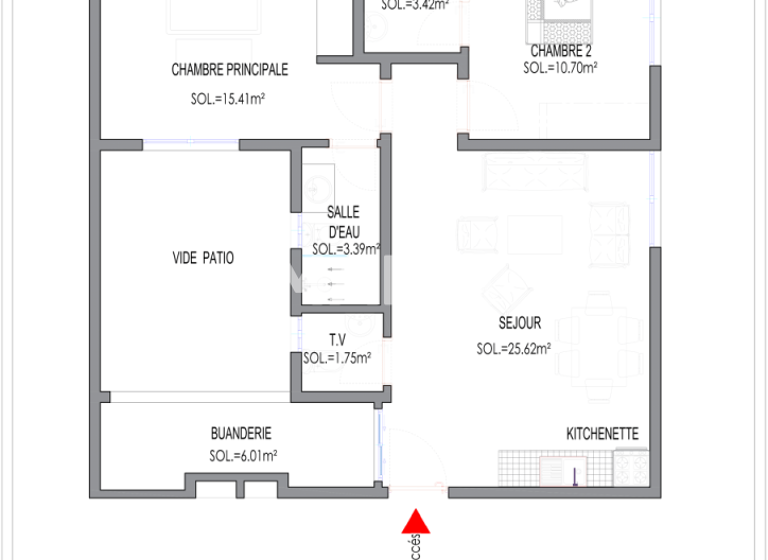 Studio zur Miete 2.125 € 3 Zimmer 76 m² 1. Geschoss Amitié II Amitié 2 11 000