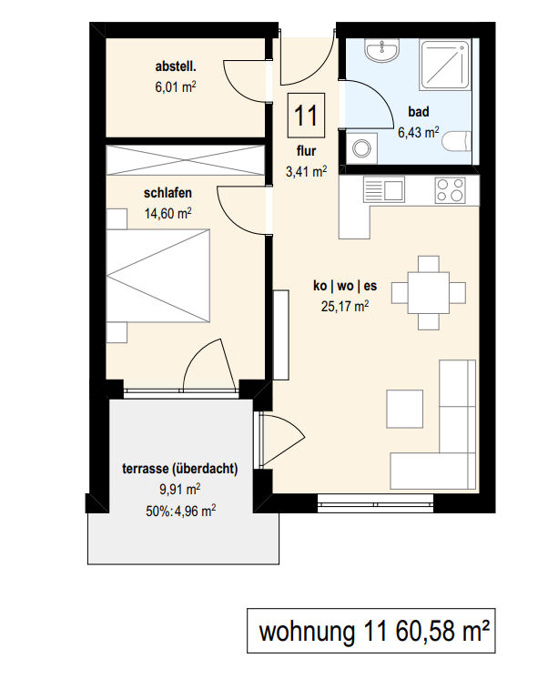 Wohnung zum Kauf provisionsfrei 289.000 € 2,5 Zimmer 60,6 m²<br/>Wohnfläche 1.<br/>Geschoss Raiffeisenstraße 6 Äpfingen Maselheim 88437