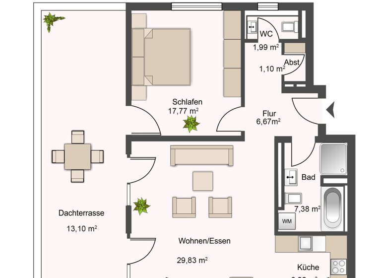 Wohnung zum Kauf 498.000 € 2 Zimmer 84 m² 5. Geschoss frei ab sofort Echterdingen Leinfelden-Echterdingen 70771