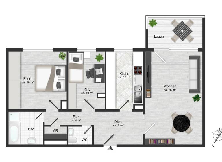 Wohnung zum Kauf 225.000 € 3 Zimmer 86 m² 4. Geschoss Wiesloch 69168