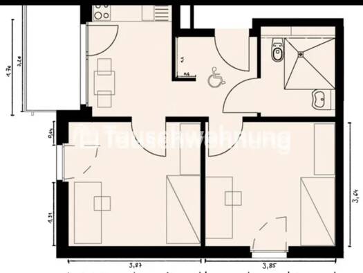 Wohnung zur Miete Tauschwohnung 600 € 2 Zimmer 50 m² 2. Geschoss Bornstedt Potsdam 14469