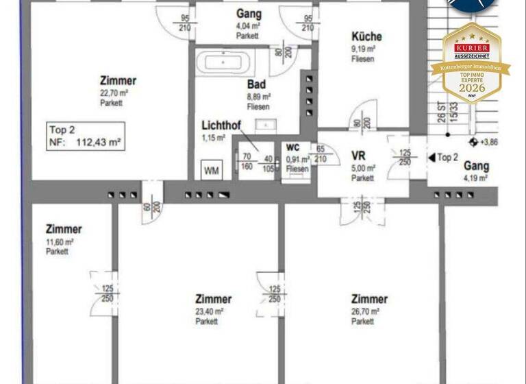 Wohnung zum Kauf 599.000 € 4 Zimmer 112,4 m² 1. Geschoss Wien 1190