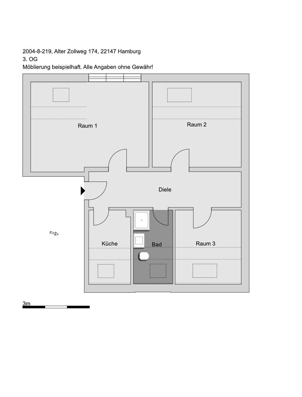 Wohnung zur Miete 804 € 3 Zimmer 62 m²<br/>Wohnfläche Alter Zollweg 174 Rahlstedt Hamburg 22147