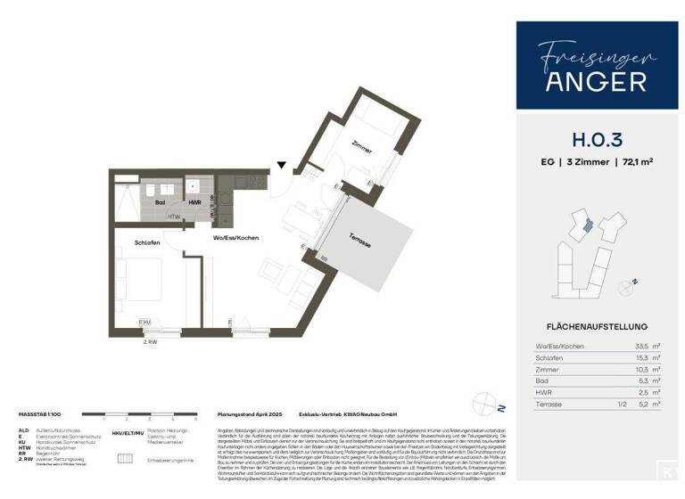 Wohnung zum Kauf 579.000 € 3 Zimmer 72,1 m² EG Angerstraße 48 Freising 85354