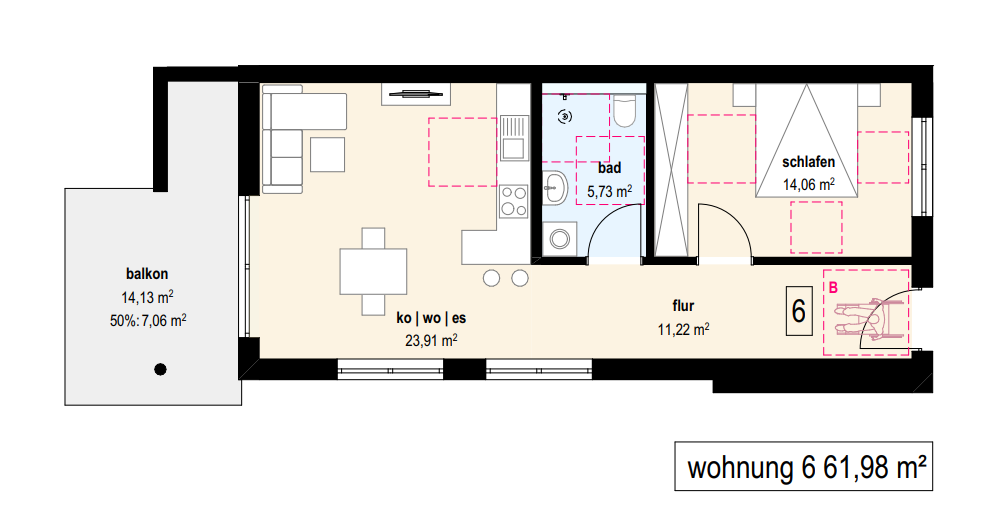 Wohnung zum Kauf provisionsfrei 289.500 € 2,5 Zimmer 62 m²<br/>Wohnfläche 1.<br/>Geschoss Raiffeisenstraße 6 Äpfingen Maselheim 88437