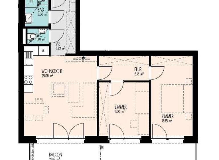 Wohnung zur Miete 800 € 3 Zimmer 65,6 m² Eggenberg Graz 8020