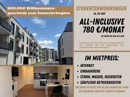 Wohnung zur Miete - Erstbezug 805 € 1 Zimmer 38,9 m² Albrechtstraße 2 Westerberg Osnabrück 49090