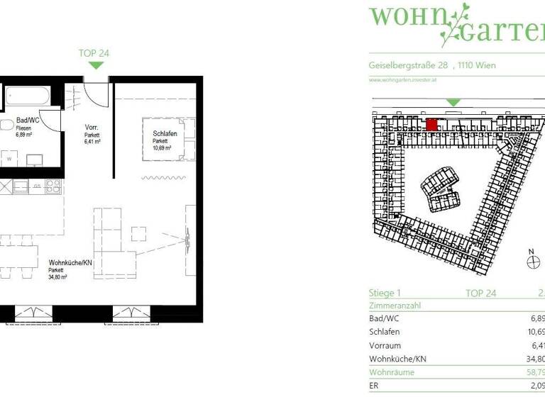 Studio zur Miete 735 € 1 Zimmer 58,8 m² Wien 1110