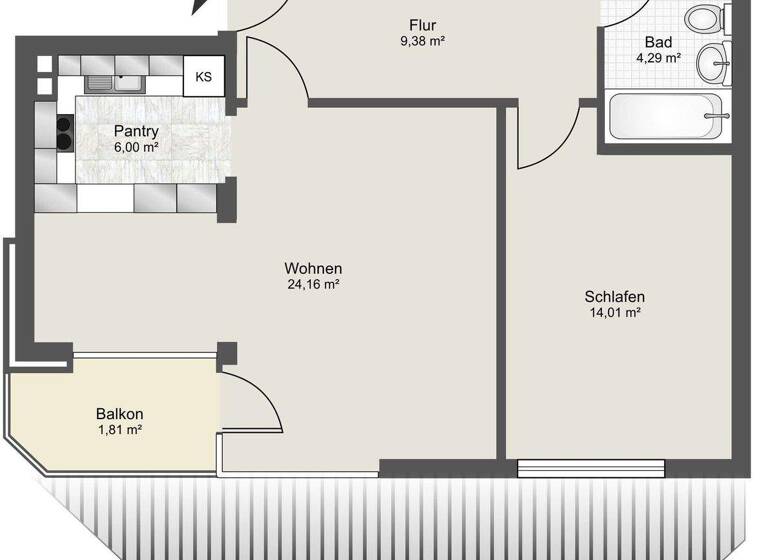 Wohnung zum Kauf 249.000 € 2 Zimmer 59,7 m² 1. Geschoss Bramfeld Hamburg 22177