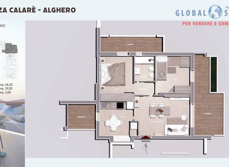 Wohnung zum Kauf - Erstbezug 325.000 € 2 Zimmer 65,2 m² 1. Geschoss frei ab sofort via carbia Alghero 07041